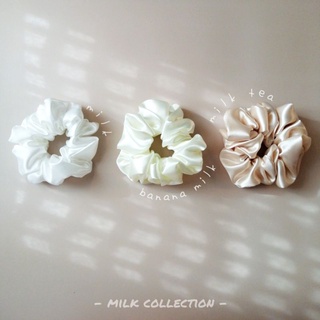 งานไทย🇹🇭Milk.scrunchie​ set🤍เซตยางมัดผมผ้าซาตินเกรดพรีเมี่ยม โดนัทมัดผม