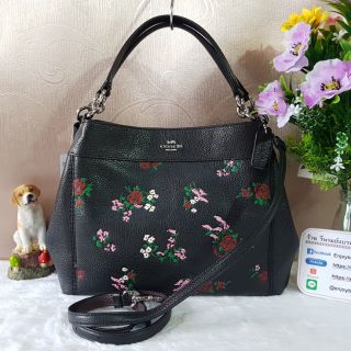 COACH F25858 SMALL LEXY SHOULDER BAG WITH CROSS STITCH FLORAL PRINT 
COLOR: SILVER/BLACK MULTI