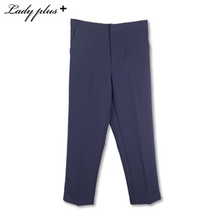 Lady Plus กางเกงขายาว 7 ส่วนเอวสม๊อคหลัง | Cropped Pants with Elastic กางเกงทำงาน สีกรมท่า