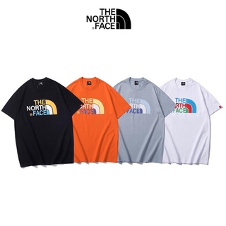 เสื้อยืดแขนสั้นเนื้อผ้าฝ้ายแฟชั่นพิมพ์ลาย The North Face สําหรับผู้หญิงและผู้ชาย