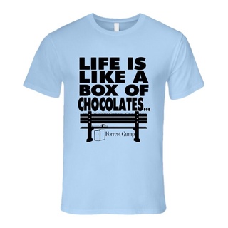 เสื้อยืดลําลอง ผ้าฝ้าย 100% แขนสั้น คอกลม พิมพ์ลาย Life Is Like A Box Of Chocolates Forest Gump ทรงหลวม สําหรับผู้ชาย แล