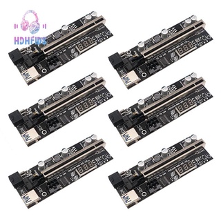 6 Pack Riser Card PCIE Riser 1X to 16X Graphics Extension with Temperature Sensor for Bitcoin GPU Mining Riser Adapter