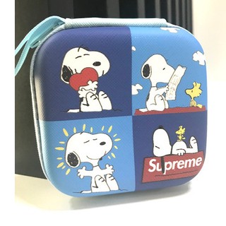 SNOOPY BLUE กล่องเก็บสายขาร์จ HDD , หูฟัง , เอนกประสงค์, Size M ลาย  4 M งานดี evaกันกระแทก ขนาด9.5x9.5x3.5cm งานสวย MNN