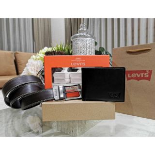 LEVI’S LEATHER BELT &amp; WALLET VALUE PACK แท้