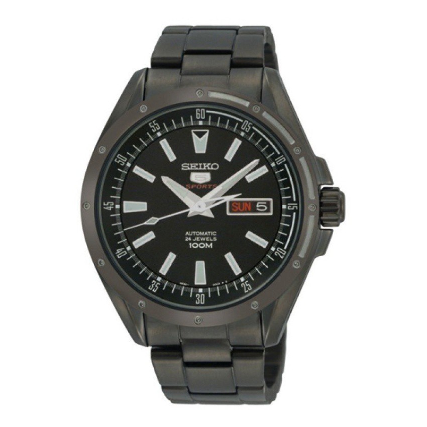 Seiko 5 Sports Automatic นาฬิกาข้อมือผู้ชาย สีดำ สายสแตนส รุ่นSRP157J1