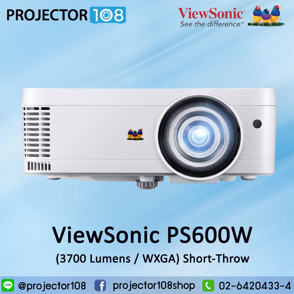 ViewSonic PS600W (3700 Lumens / WXGA) Projector Short-Throw