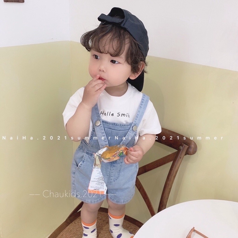 ผ้ากันเปื้อนยีนส์ Helle Smile Set สําหรับเด็กทารก