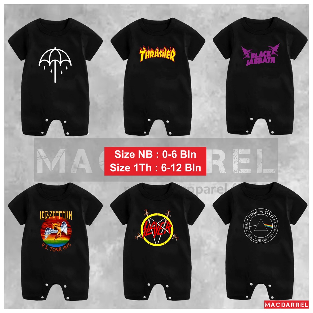ชุดรอมเปอร์ โลหะ สีดํา สําหรับเด็กทารก BMT Slayer Nofx Etc