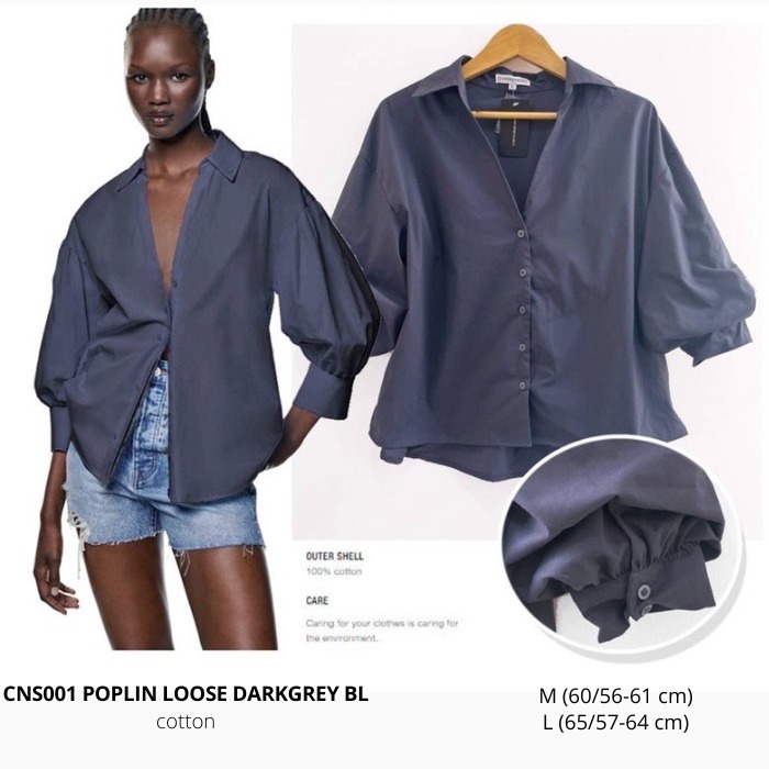 เสื้อเชิ้ตผู้หญิง Cns001 Poplin Loose Bl