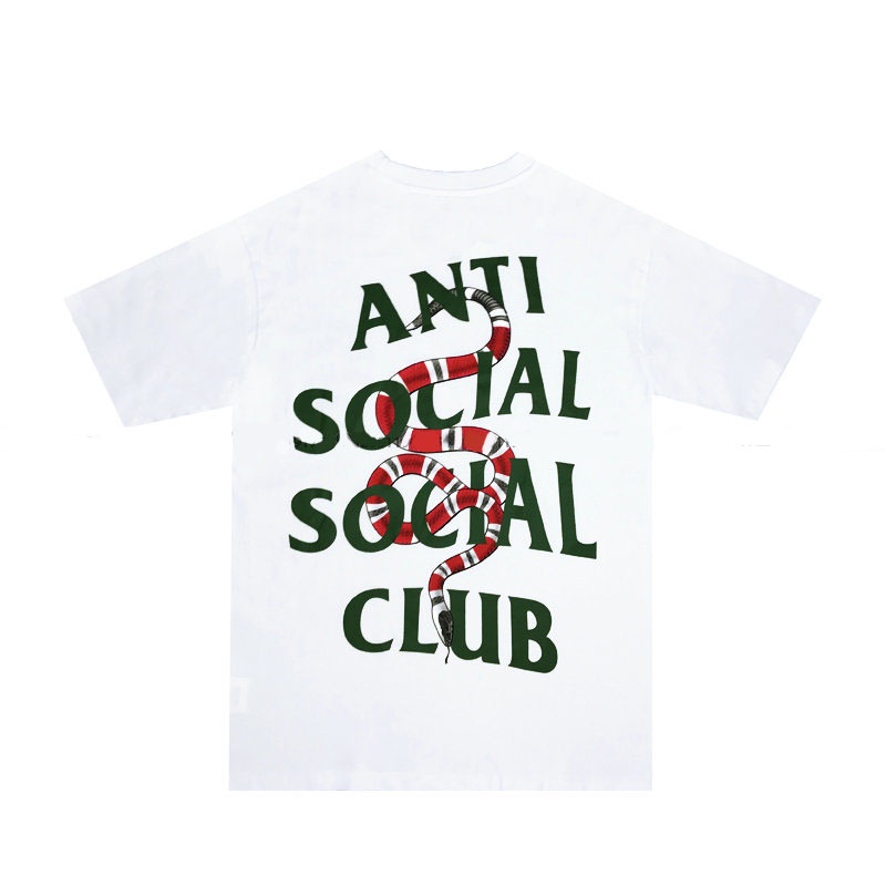 {vo}เสื้อยืดแขนสั้น พิมพ์ลายงู Anti Social Social Club life ASSC สีเขียว สําหรับผู้ชาย และผู้หญิงT-S