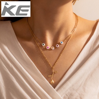 Necklace Jewelry Color Acrylic Contrast Color Love Necklace Rose Pendant 2 Necklace for girls