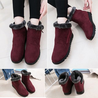 รองเท้าบูทหุ้มข้อหนังกลับ บุเฟอร์ขนนุ่ม Winter Shoes (T0020)