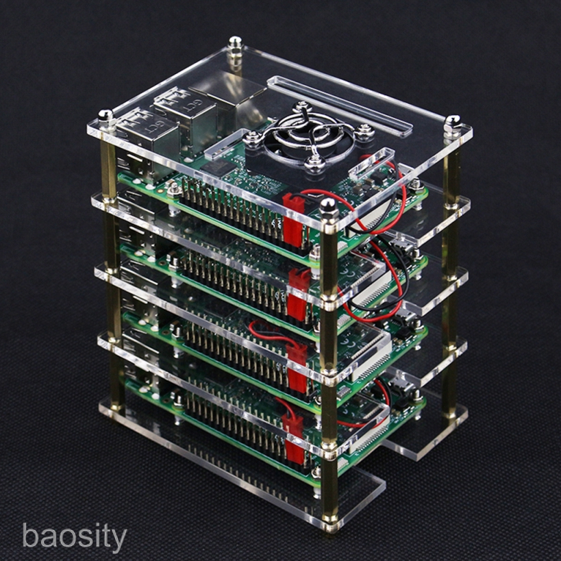 {new}[BAOSITY] 4 Layers Acrylic Clear Stack Case with Fan for Raspberry Pi 3/2 Model B/B+ 9X0P #2