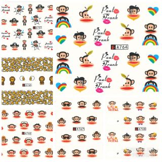 สติกเกอร์ติดเล็บ สติกเกอร์ตกแต่งเล็บ แทททูติดเล็บ แบบลอกลายน้ำ ลาย Paul frank