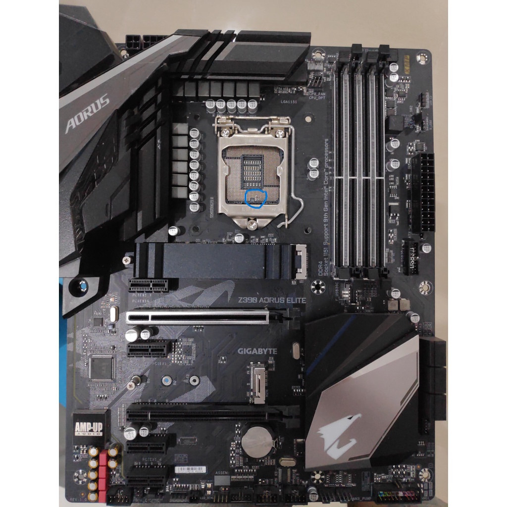 Gigabyte Z390 Aorus Elite Motherboard (หมุดซ็อกเก็ต CPU บางตัวถูกบุบ) (some pins of CPU socket are s