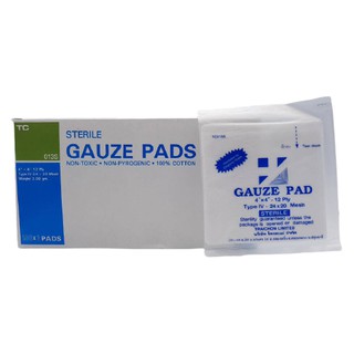 STERILE GAUZE PAD เกรดโรงพยาบาล 4 นิ้ว* 4 นิ้ว 4*4นิ้ว แบ่งขายทีละ 10 ชิ้น exp2025