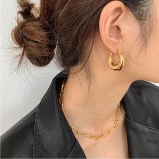 Shellandgold - ต่างหูห่วงทอง (แบบปิด) วัสดุสแตนเลส
