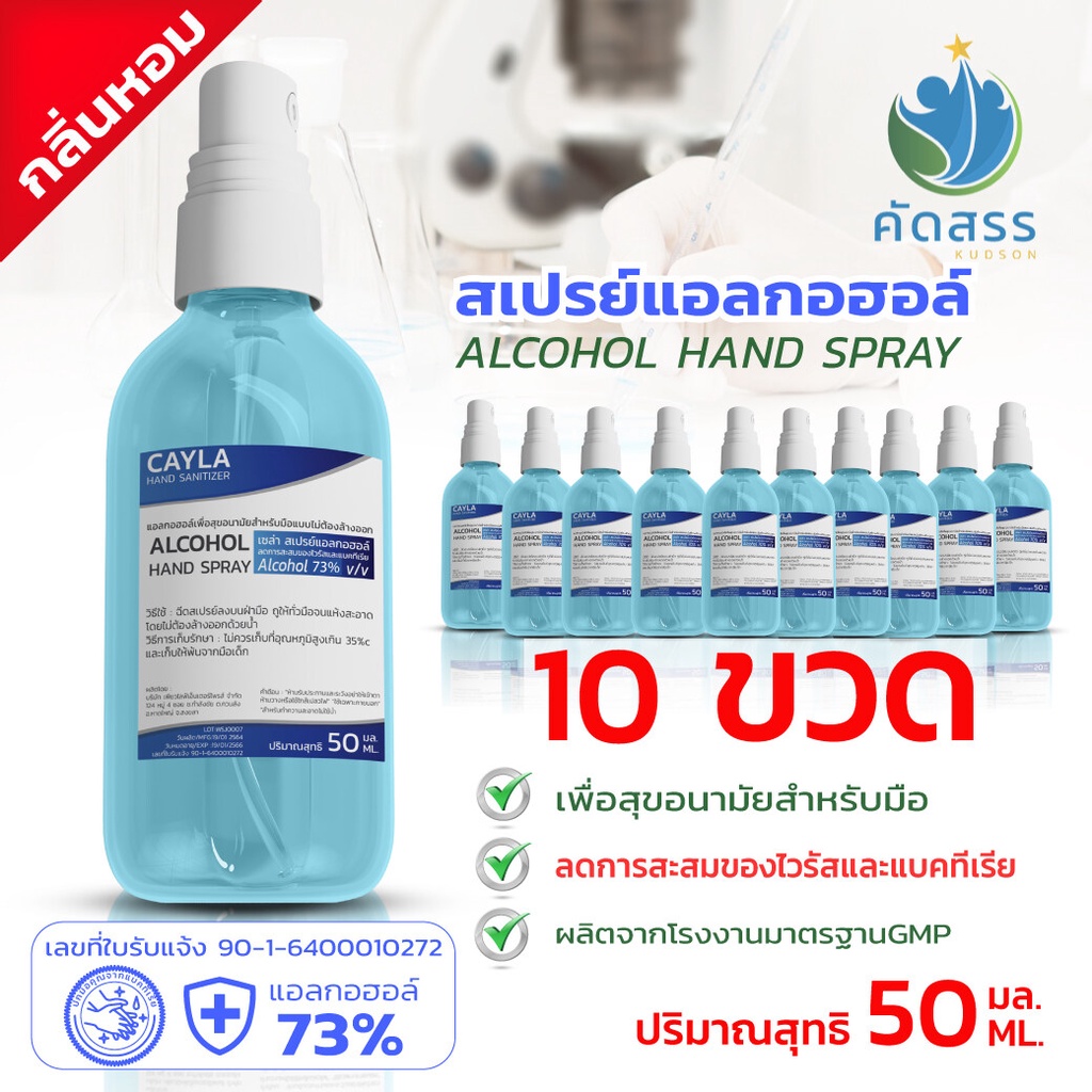🔥ลด 30.- โค้ด INC5LEL5🔥สเปรย์แอลกอฮอล์ กลิ่นหอม แอลกอฮอล์ 73% ขนาดพกพา 50ml [10 ขวด]