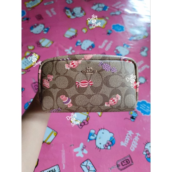 Coach Small Boxy Cosmetic case in signature canvas with candy print