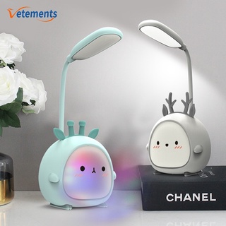 โคมไฟตั้งโต๊ะ LED รูปกวาง ขนาดเล็ก 3 โหมด ชาร์จ USB สร้างสรรค์ สําหรับตกแต่งห้องเด็ก