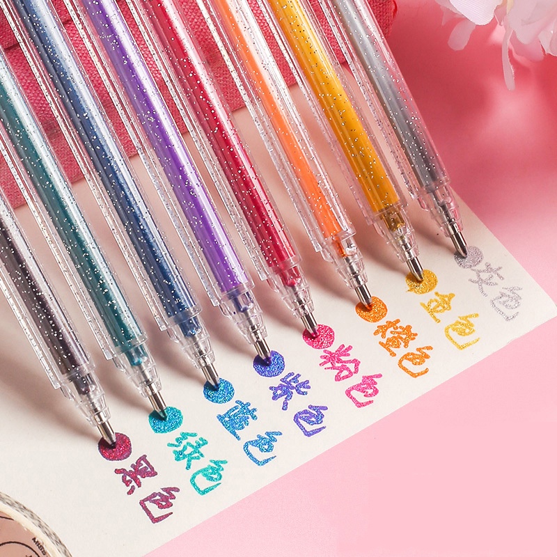 ปากกาเจลกากเพชรสีสันสดใสไฮไลท์ตกแต่งโน๊ตบุ๊ค