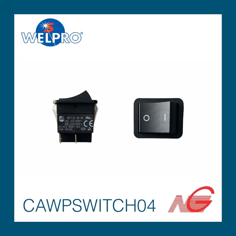 อุปกรณ์ WELPRO สวิตช์ เปิด-ปิด Switch Power 20A/250V รหัสสินค้า CAWPSWITCH04