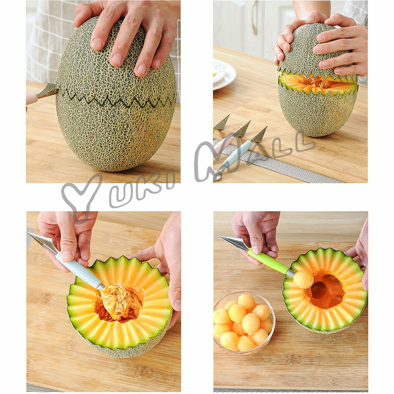 Yuki ที่ตักผลไม้ 2 in 1  แกะสลักผลไม้ fruit spoon - รูปที่ 3