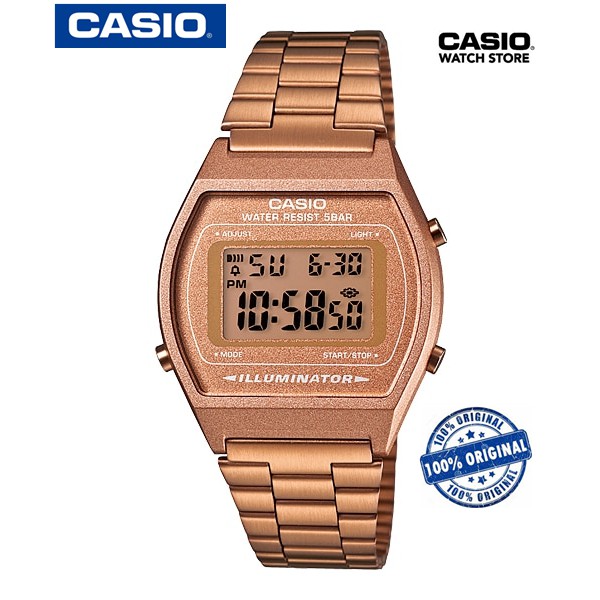 นาฬิกาCasio รุ่น B640WC-5A นาฬิกาข้อมือผู้หญิง（สีพิงค์โกลด์）ของแท้100%