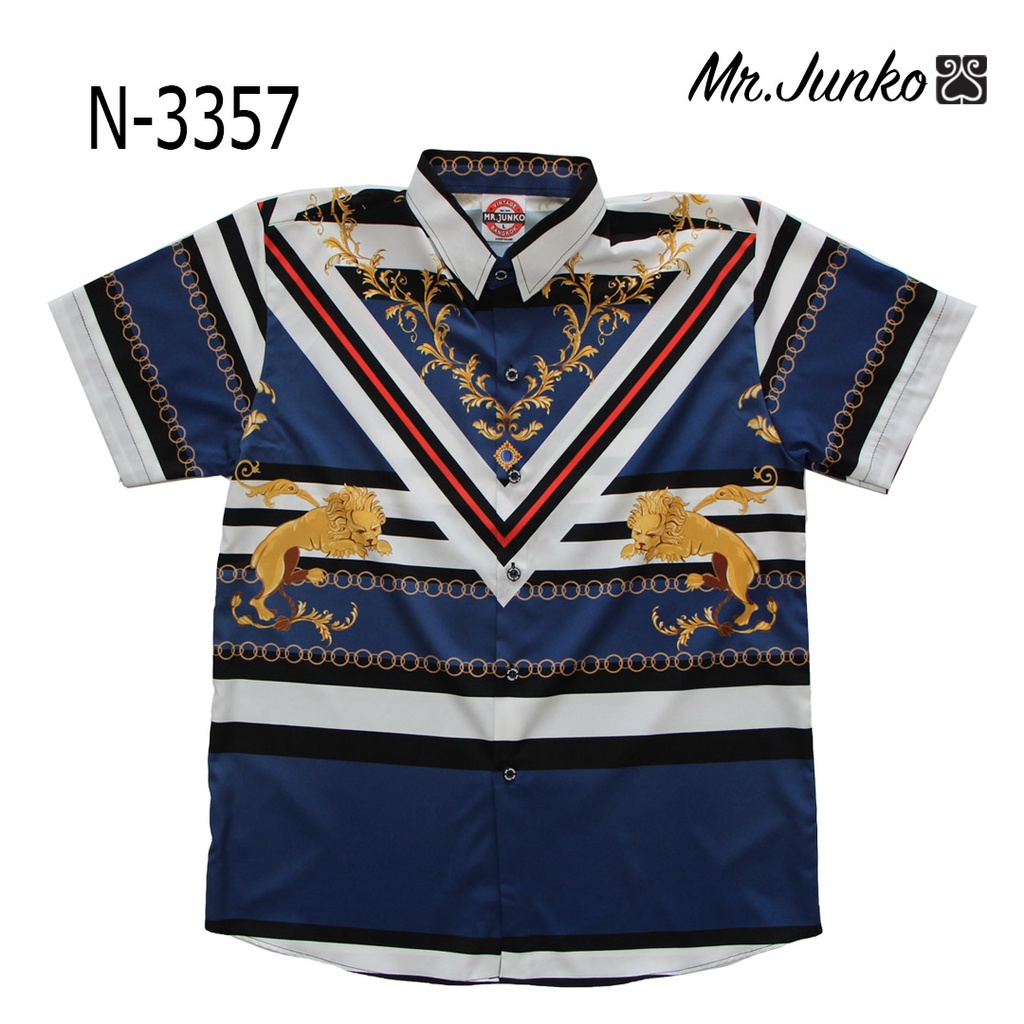 ส่งฟรี เชิ้ตอาเสี่ย งานต่อลาย แขนสั้น Mr-Junko ผ้านิ่มใส่สบายไม่ร้อน N-3357