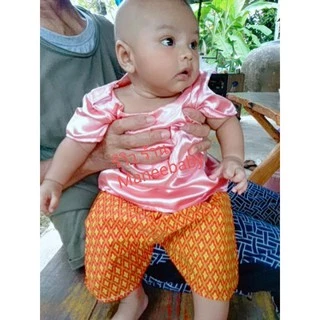 🎉ชุดไทยเด็กชาย (เสื้อผ้ามัน+กางเกงผ้าลายไทย)(0-2ขวบ)พร้อมส่ง..