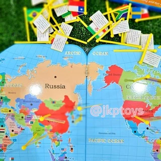 ส่งจาก ไทย แผนที่โลก ปักธงชาติ ธงชาติประเทศต่างๆ Map of The World and Nation Flag แผนที่โลกภาษา *อังกฤษล้วน