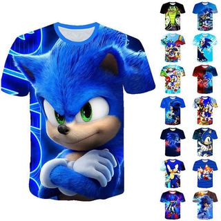 เสื้อยืด พิมพ์ลายการ์ตูน Sonic The Hedgehog สําหรับเด็กผู้ชาย และเด็กผู้หญิง