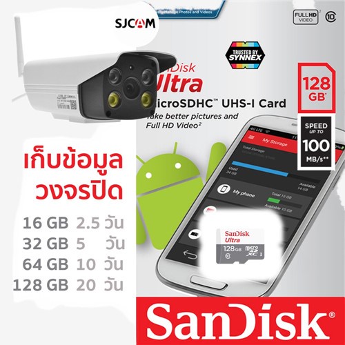 ♧SanDisk Ultra Micro SDCard 16GB 32GB 64G 128GB Class10 (SDSQUNR) ประกัน 7 ปี โทรศัพท์ กล้องวงจรปิดไ