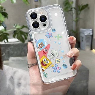 เคสโทรศัพท์มือถือ แบบใส ลายสพันจ์บ็อบ ปลาหมึก สําหรับ iphone 14ProMax 14Plus 13 11 12 7Plus X XR XS Max