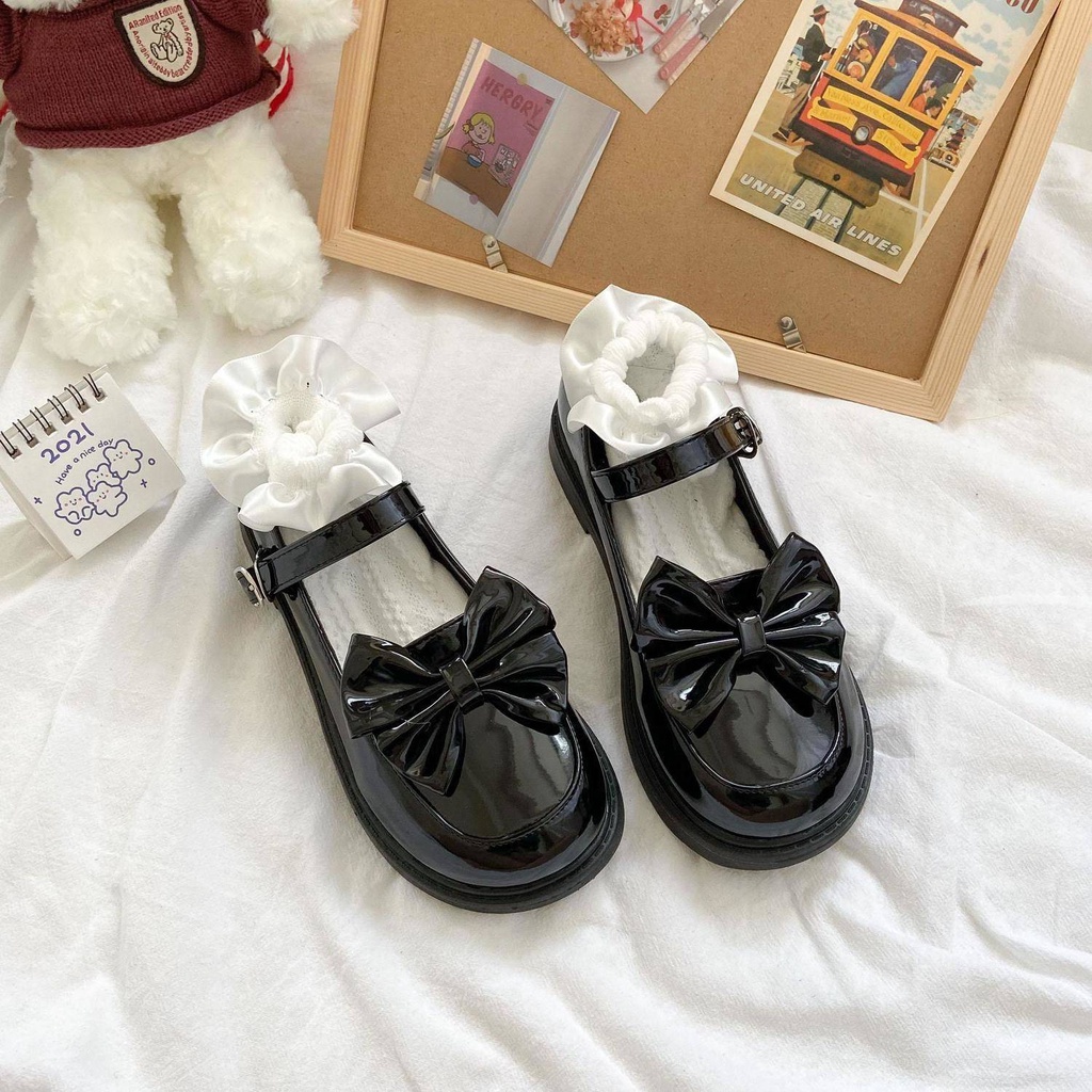 รองเท้าหุ้มส้น รองเท้าสีขาว 21ฤดูร้อนโลลิต้าเครื่องแบบ Big HEAD Soft Girl Luo Lita สไตล์ญี่ปุ่นโบว์นักเรียน Mary Jane JK