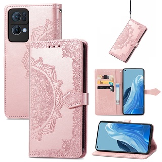 เคสโทรศัพท์มือถือหนัง PU ลายดอกไม้ พร้อมช่องใส่บัตร หรูหรา สําหรับ OPPO Reno7 Z Pro 5G Reno 7 Z Reno7Pro Reno7Z