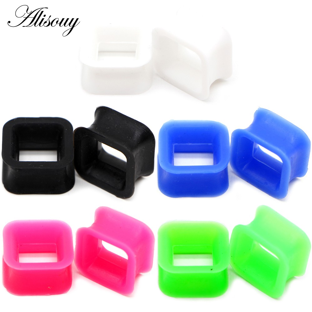 Alisouy 2PCS ซิลิโคนสบายบาง Flared หูปลั๊กเนื้ออุโมงค์ Gauge Expander Stretcher Earlets เจาะต่างหู