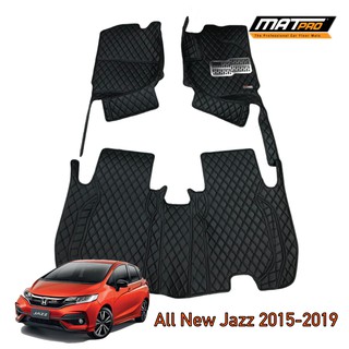 MatPro พรมปูพื้นเข้ารูป 5D 6D Premium Fitted Leather Car Mats สำหรับรถรุ่น All New Honda Jazz ปี 2014-2020 จำนวน 3 ชิ้น