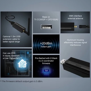 Sonoff ZB Dongle-P Zigbee 3.0 ดองเกิล USB ไร้สาย 2MQTT พร้อมเสาอากาศ