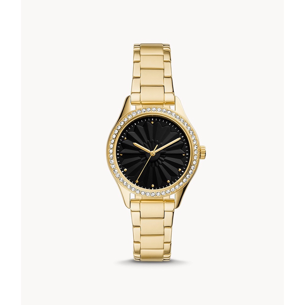 ✨สด-ผ่อน✨#Fossil BQ3759 Rye Three-Hand Gold-Tone Stainless Steel Watch นาฬิกาข้อมือผู้หญิง