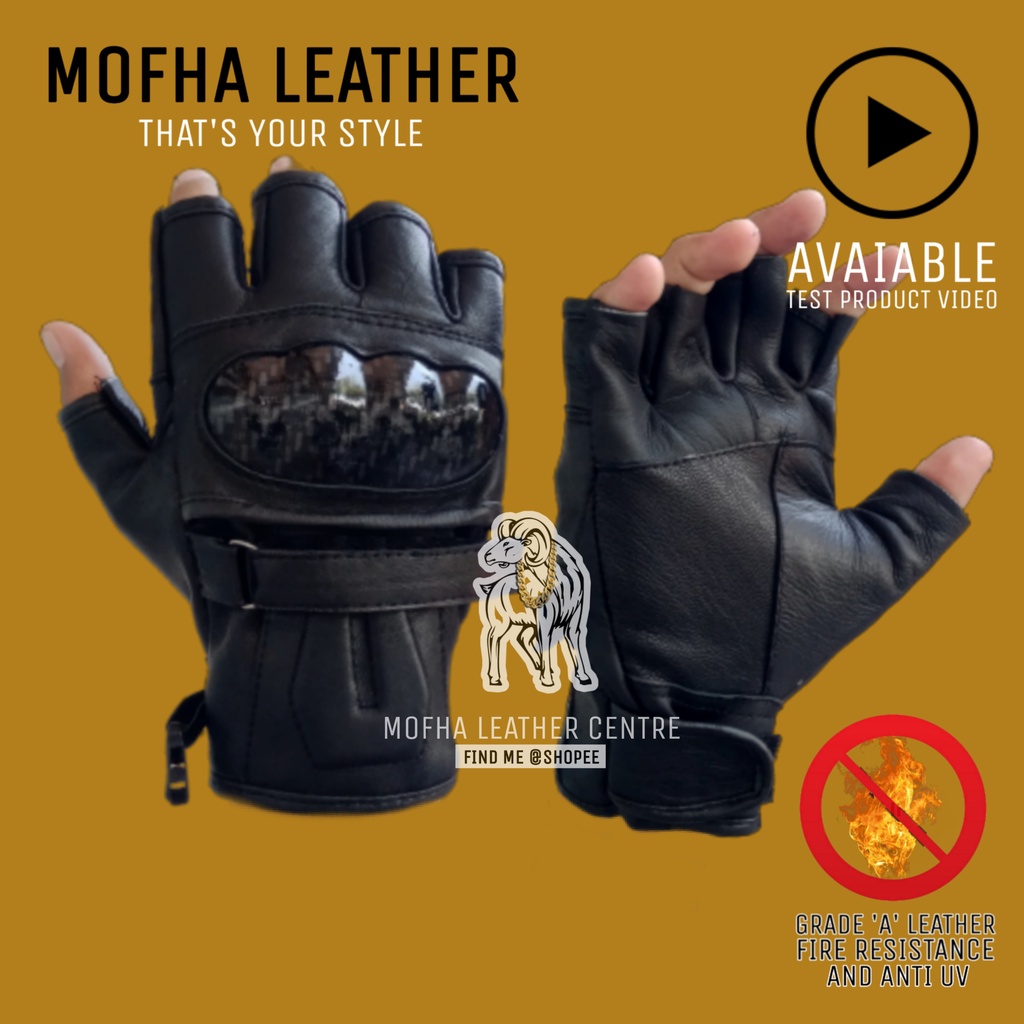 ครึ่ง FINGER ถุงมือปกป้อง RACING RACE MOTORCYCLE ของแท้ GARUT หนังต้นฉบับครึ่ง FINGER HALF FINGER DA