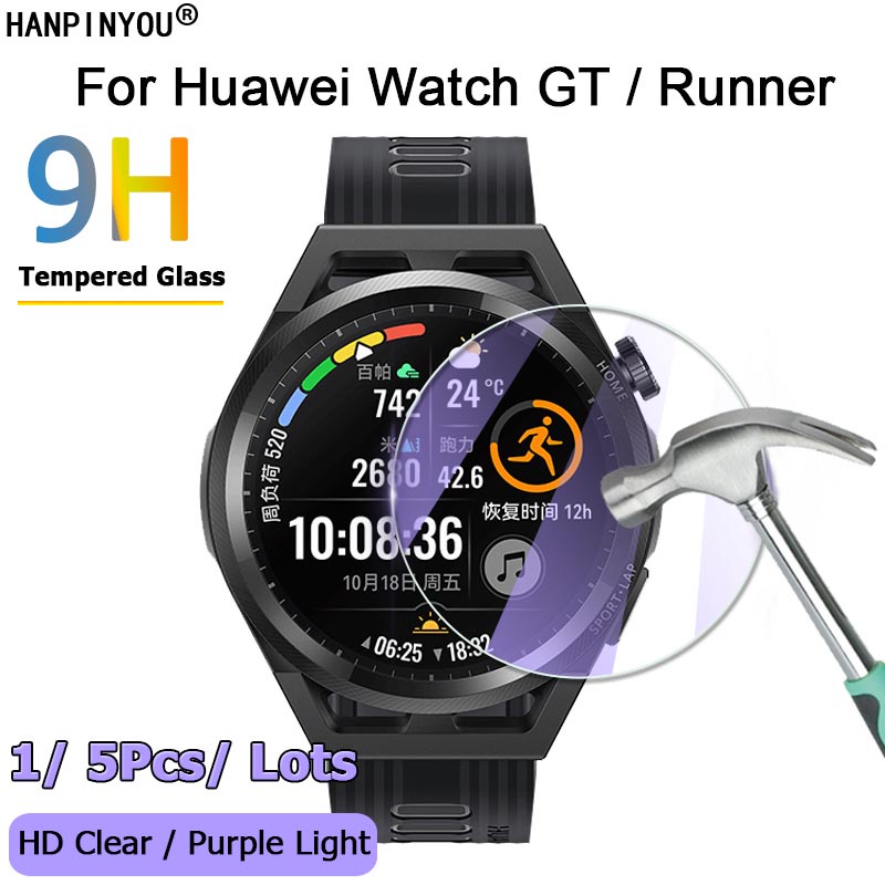 For Huawei Watch GT Runner 46mm SmartWatch Ultra Clear / Anti Purple Light 2.5D Tempered Glass Film Screen Protector Guard