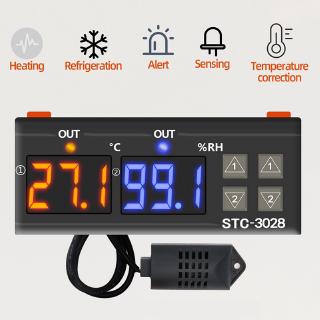 Stc-3028 12V / 24V / 110-220V 10A เครื่องวัดอุณหภูมิความชื้นดิจิตอลพร้อมเซ็นเซอร์ Ntc