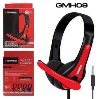 หูฟังครอบหูGearmaster รุ่น GMH-09 พร้อมไมโครโฟน แจ็ค3.5 ใช้ได้กับโทรศัพท์/โน๊ตบุ๊ค เสียงนุ่ม ฟังสนุก ใส่สบาย สายยาว 1.5m