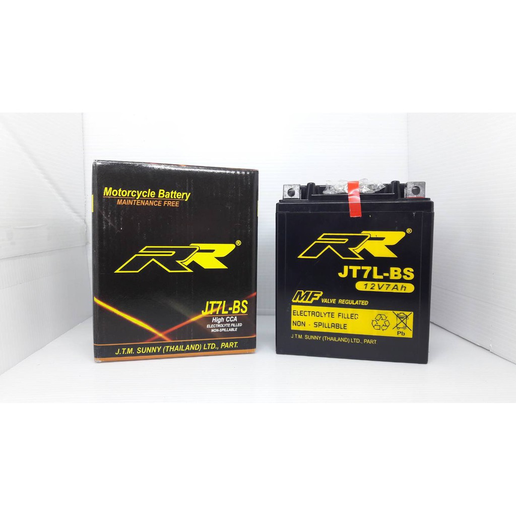 แบตเตอรี่มอเตอร์ไซด์ RR รุ่น JT7L-BS  (12 V. 7Amh)