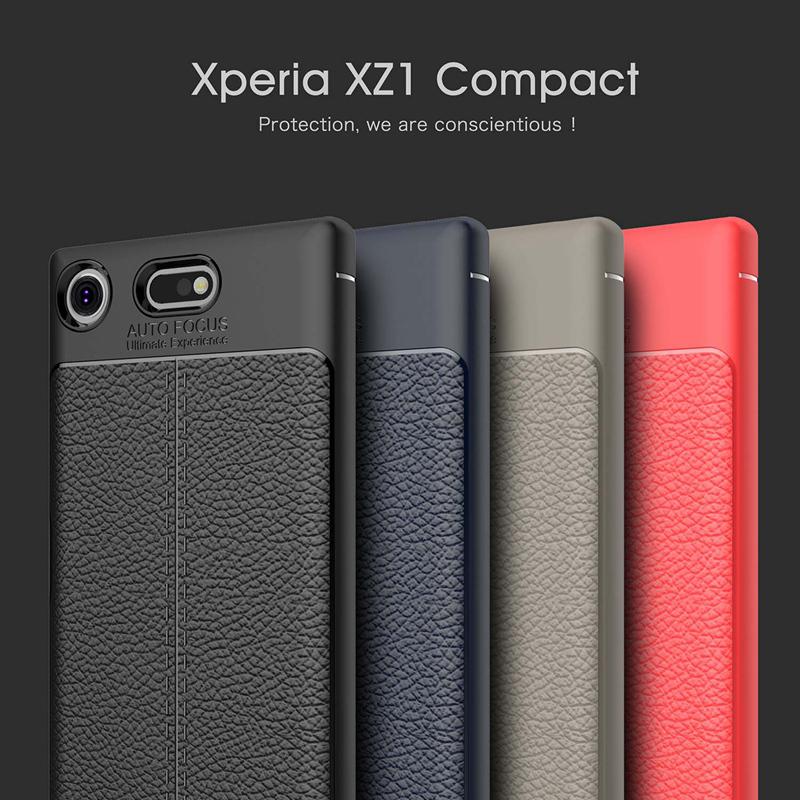 เคส สำหรับ Sony Xperia XZ1 Compact Dermatoglyph Full Cover Leather TPU Case