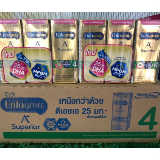 (ลังละ 24 กล่อง) Enfagrow A Plus UHT Superior สูตร 4 (รสจืด)