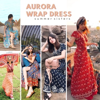 Aurora wrap dress - เดรสยาว เดรสยาวผูกเอว เดรสป้าย เดรสไปทะเล เดรสโบฮีเมียน เดรสสวยๆ เดรสฟรีไซส์