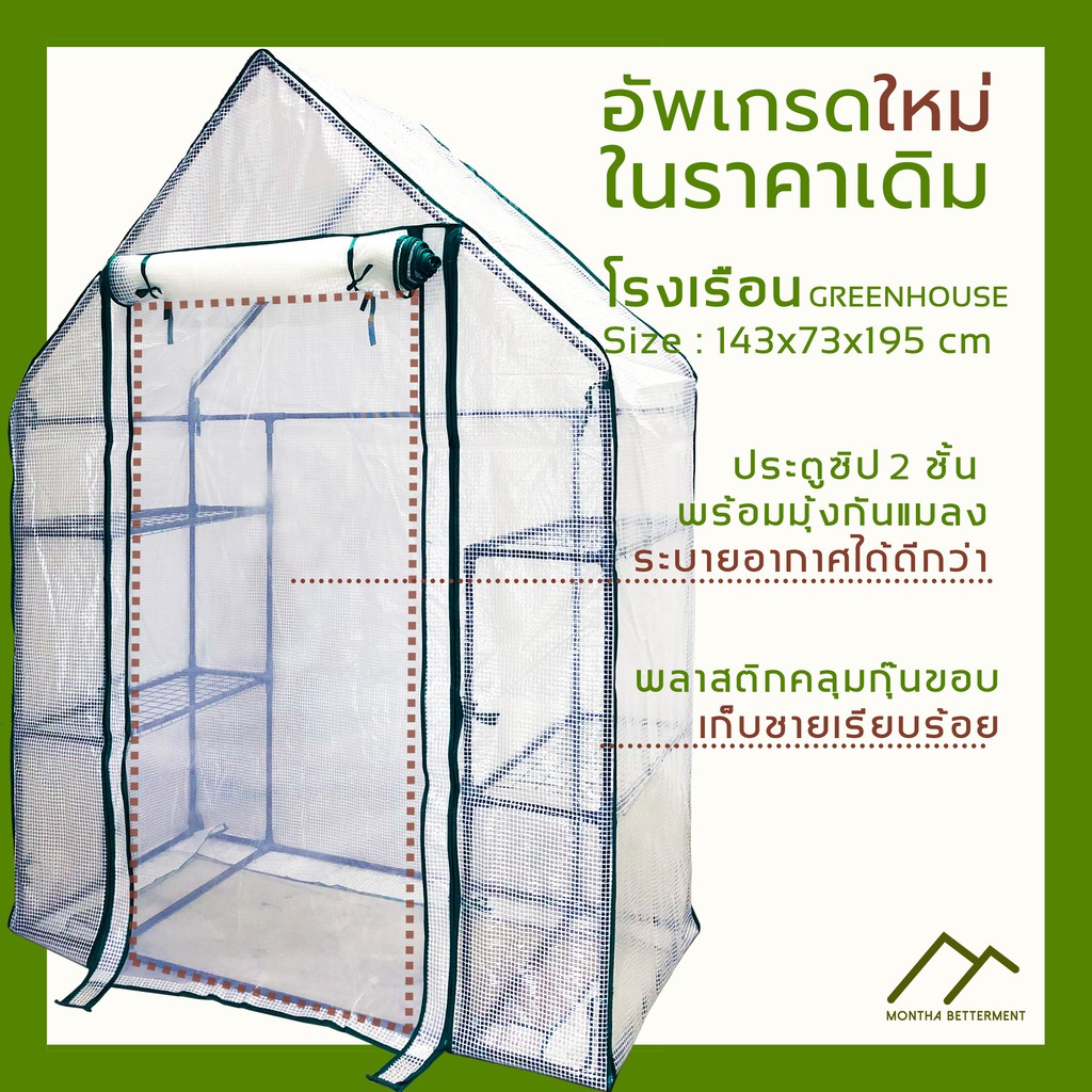 ใหม่! โรงเรือนปลูกพืช Walk-in มีมุ้งที่ประตู โรงเรือนแคคตัส โรงเรือนกระบองเพชร MGW001