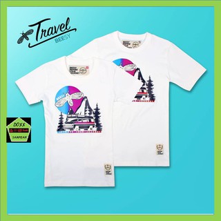 Beesy เสื้อคอกลม ชาย หญิง รุ่น Travel สีขาว